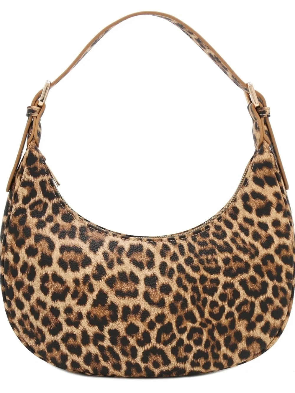 Leopard Print Hobo Bag - Brown